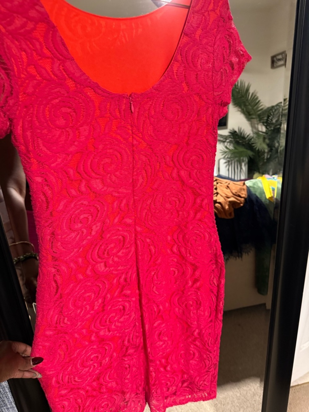 Cato Pink Floral Lace Scoop-Back Dress